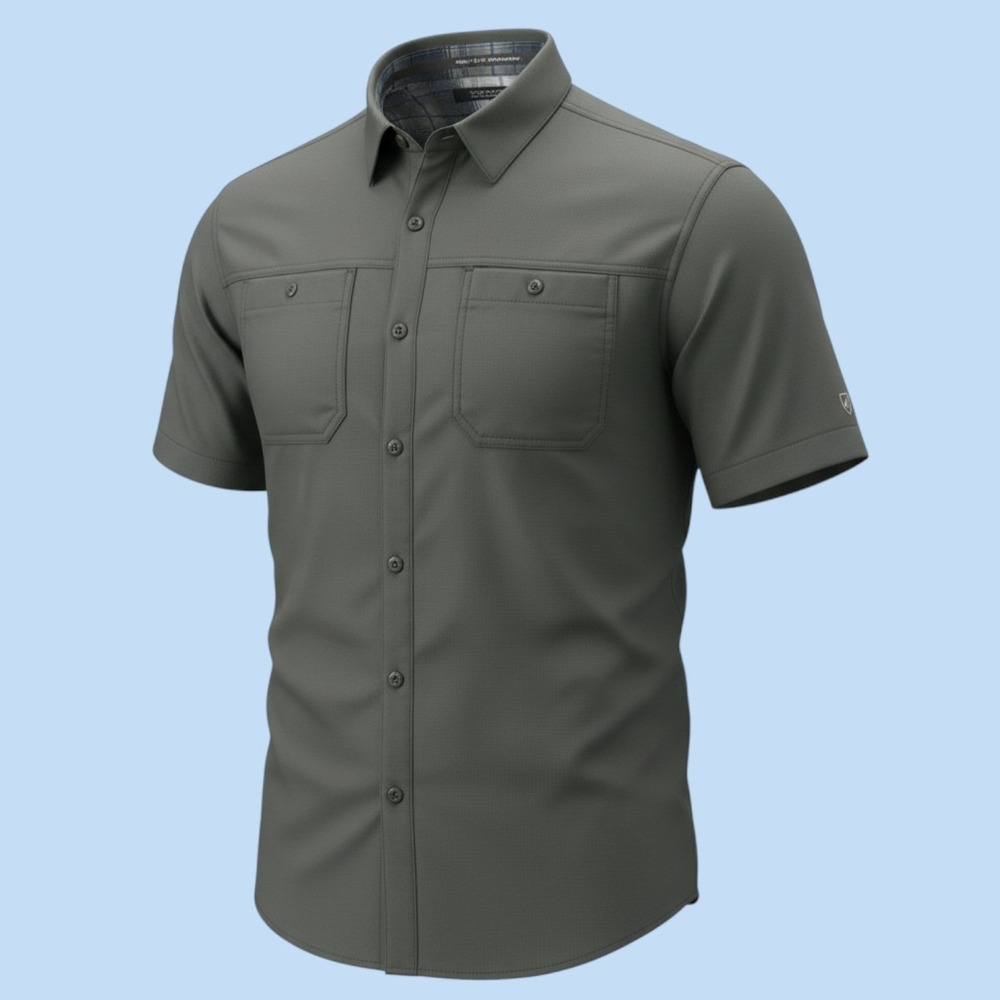 KUHL Short Sleeve Shirt Mens XXLarge Gray Button Down Performance Utility